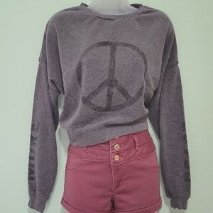 Fifth Sun Grey Crop Top Crew Neck Sweatshirt